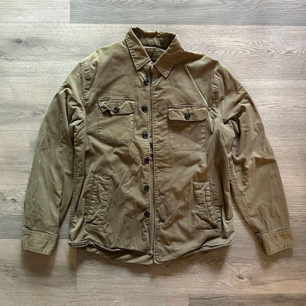 vintage Abercrombie & Fitch women's Canvas Workwear military Shirt Jacket Size L